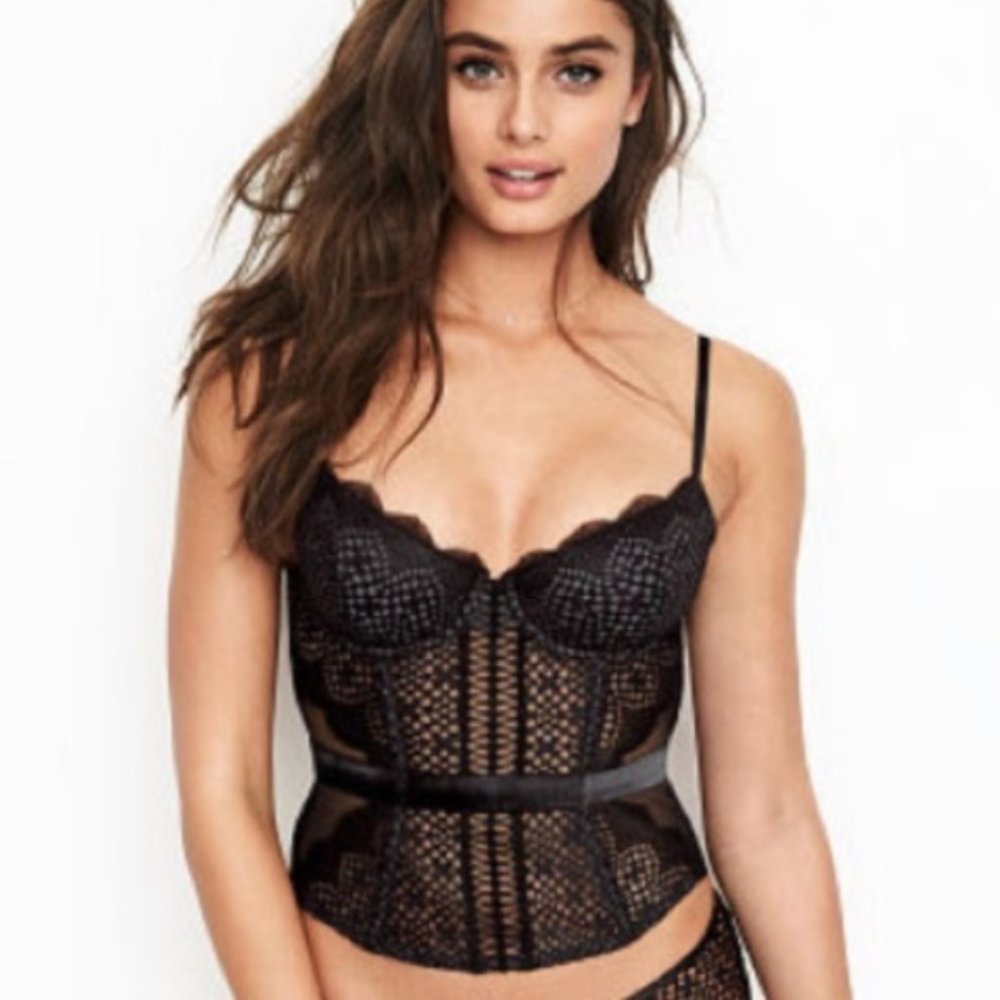 VICTORIA'S SECRET LACE VELVET BUSTIER CORSET 36D